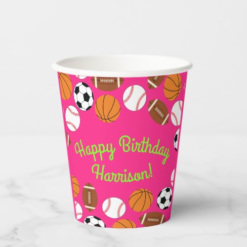 Sports Birthday Party Kids Cute Medium Paper Cups