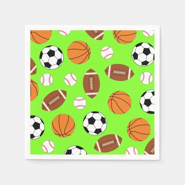 Sports Birthday Party Kids Cute Napkins (Front)