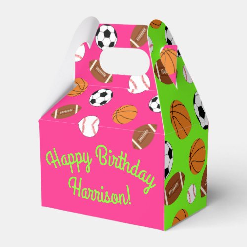 Sports Birthday Party Kids Cute Pink Girls Favor Boxes