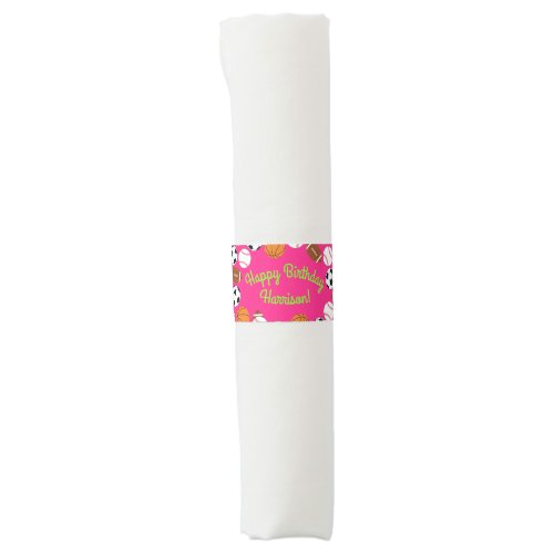 Sports Birthday Party Kids Cute Pink Girls Napkin Bands