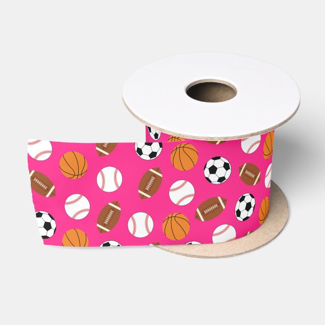Sports Birthday Party Kids Cute Pink Girls Satin Ribbon (Spool)