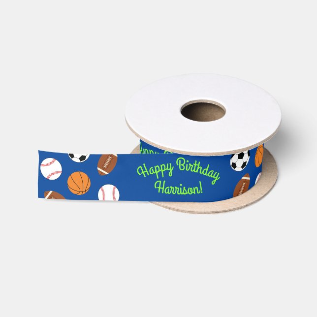 Sports Birthday Party Kids Cute Satin Ribbon (Spool)