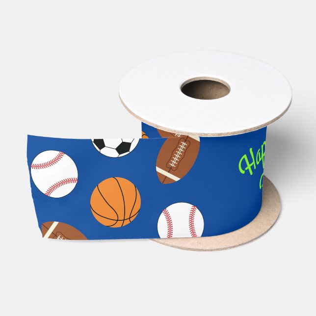 Sports Birthday Party Satin Ribbon (Spool)