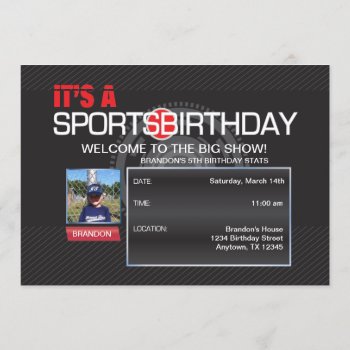 Sports Birthday Photo Invitation by aaronsgraphics at Zazzle