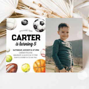 Sports Birthday Photo Invitation