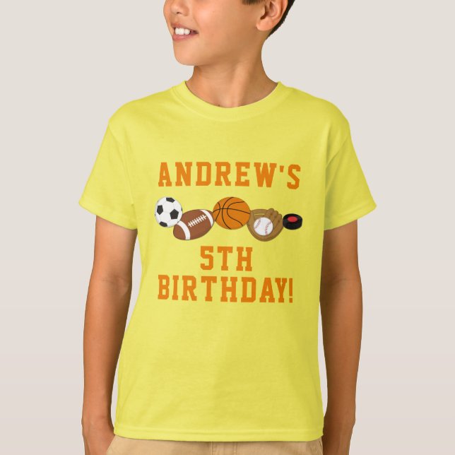 Sports Birthday T-shirt All Star Kid Child (Front)