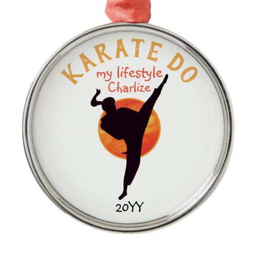 Sports Black Silhouette Martial Arts Japan Karate Metal Ornament