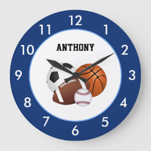 Sports Blue Custom Large Clock