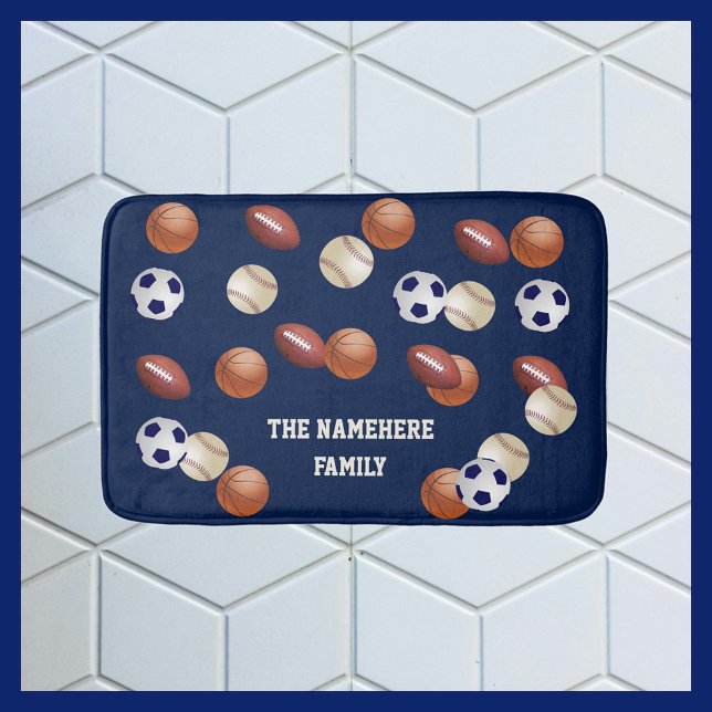 Sports Blue or Choose Your Color Personalized Bathroom Mat (Creator Uploaded)