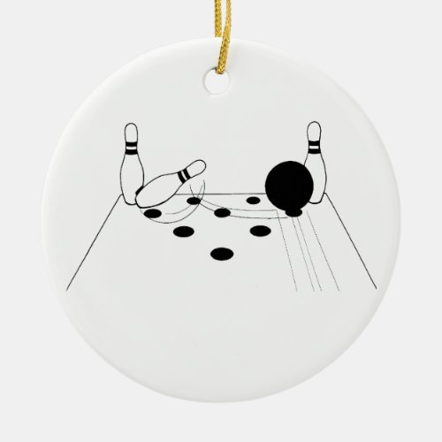 Sports Bowling Ball and Pins Ceramic Ornament