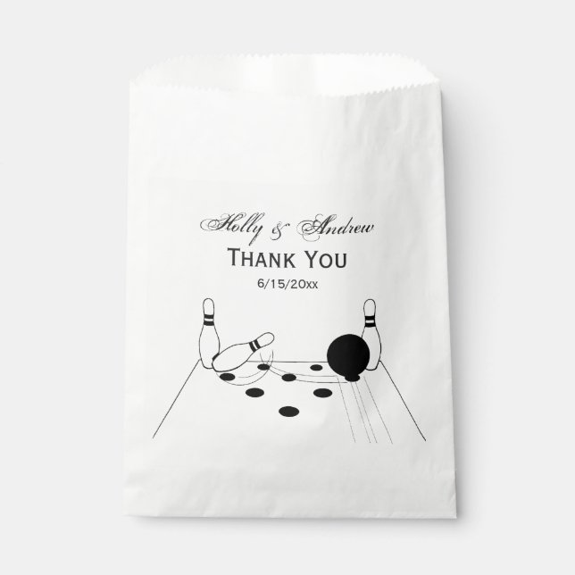 Sports Bowling Ball and Pins Favor Bag (Front)