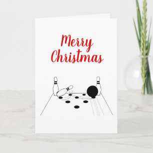 Sports Bowling Ball and Pins Holiday Card