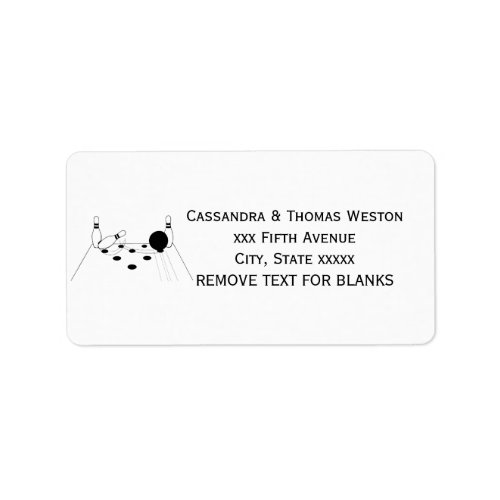 Sports Bowling Ball and Pins Label