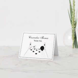 Sports Bowling Ball and Pins Letterpress Thank You Card