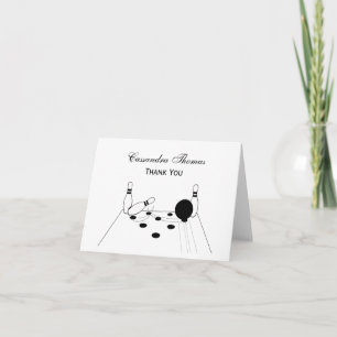 Sports Bowling Ball and Pins Letterpress Thank You Card