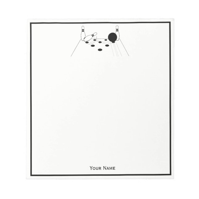 Sports Bowling Ball and Pins Notepad (Front)