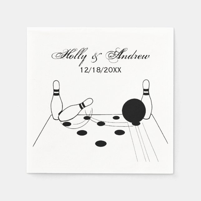 Sports Bowling Ball and Pins Paper Napkins (Front)