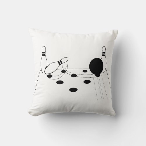 Sports Bowling Ball and Pins Throw Pillow