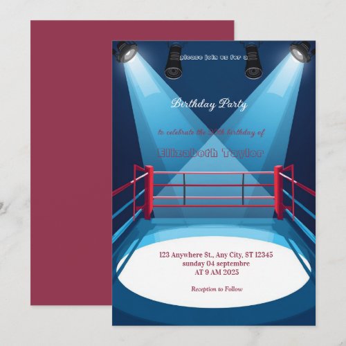 sports boxing birthday invitation