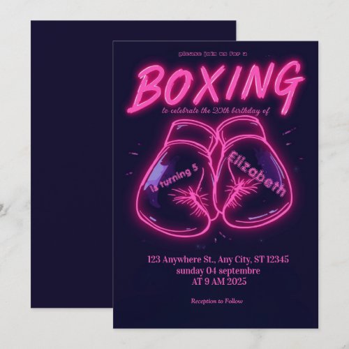 sports boxing birthday invitation
