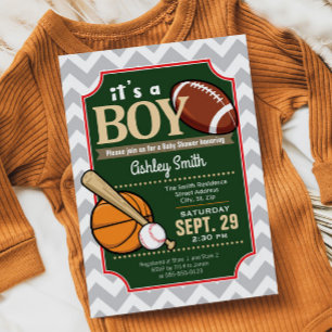 Sports Boy Baby Shower Invitation