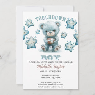 Sports Boy Football It's a Boy Baby Shower Bear Invitation