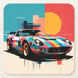 sports car #4 square paper coaster