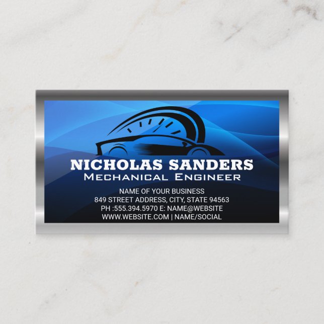 Sports Car Auto Logo | Mechanical Business Card (Front)