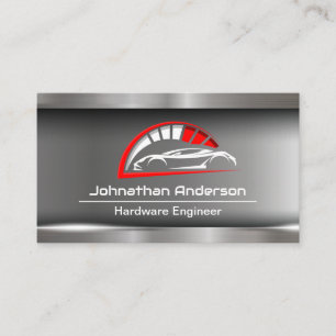 Sports Car Auto Logo Metallic Background Business Card