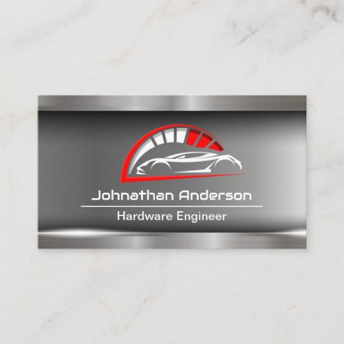 Sports Car  Auto Logo  Metallic Background Business Card
