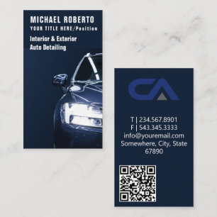 Sports Car   Auto Mechanic Logo QR Code Business Card