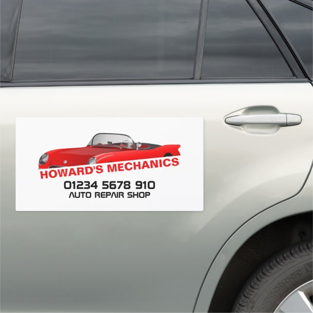Sports Car, Auto Mechanic & Repairs Advertising Car Magnet (In Situ)