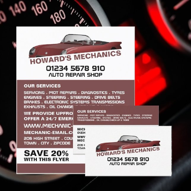 Sports Car, Auto Mechanic & Repairs Advertising Flyer (Creator Uploaded)