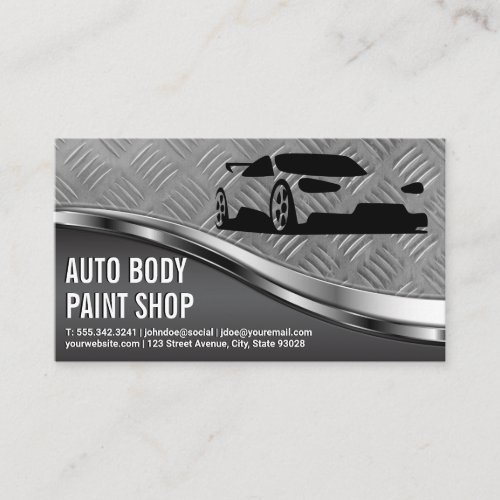 Sports Car  Auto Services  Steel Plate Business Card