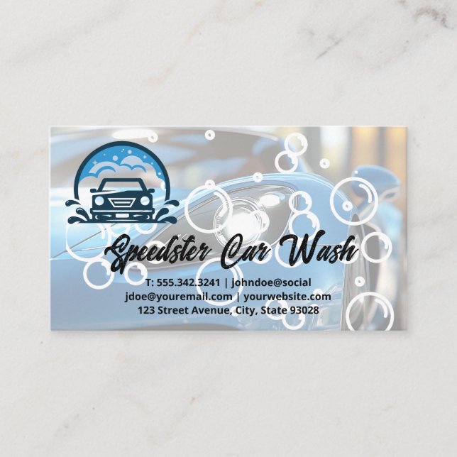 Sports Car | Auto Wash Clean Detailing Business Card (Front)