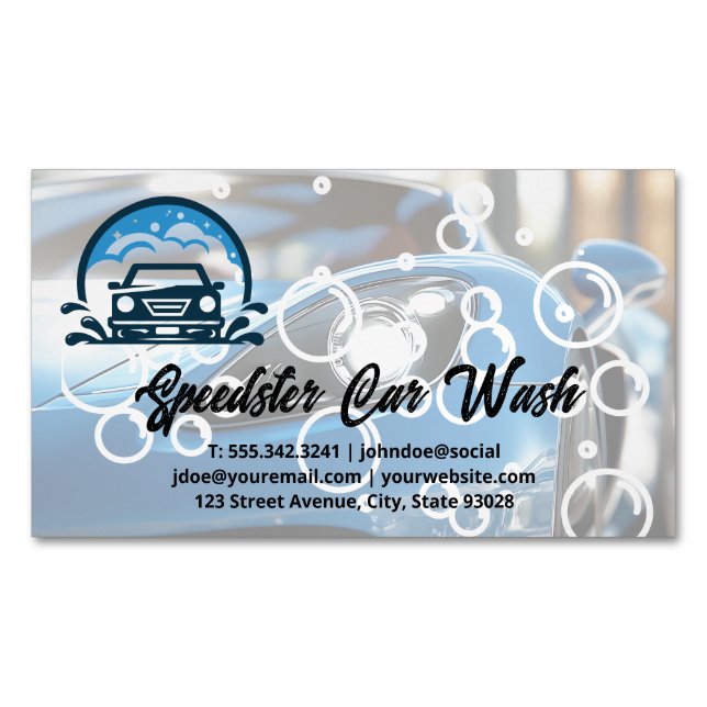 Sports Car | Auto Wash Clean Detailing Business Card Magnet (Front)
