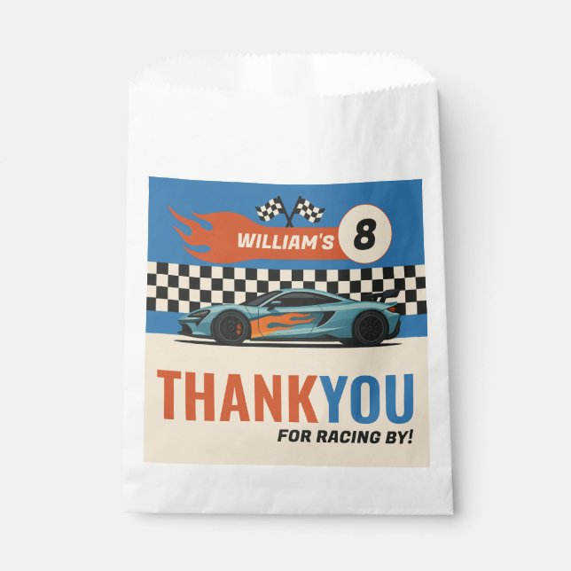 Sports Car Boys Birthday Thank You  Favor Bag (Front)