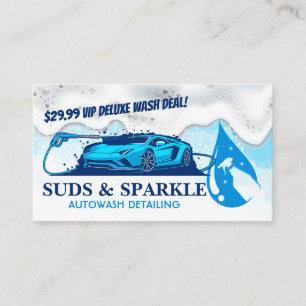 Sports Car Cleaning Logo Bubbles and Suds Business Card