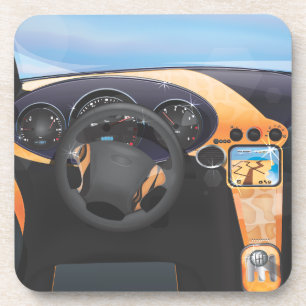 Sports Car Dashboard Drink Coaster