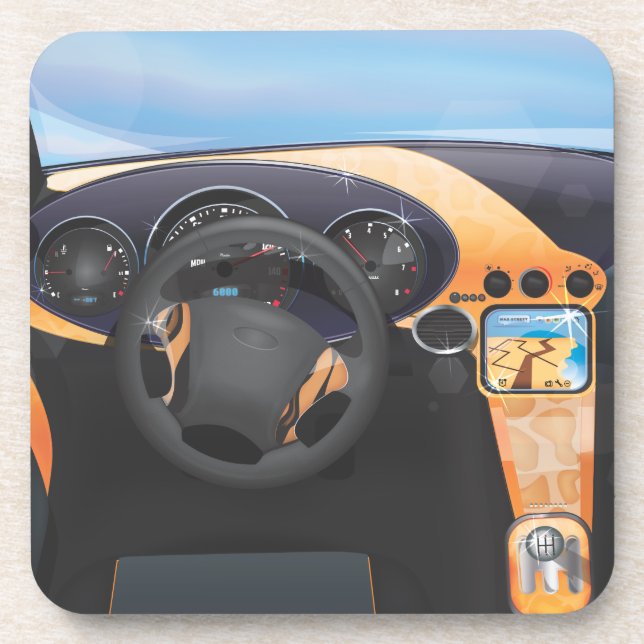 Sports Car Dashboard Drink Coaster (Front)
