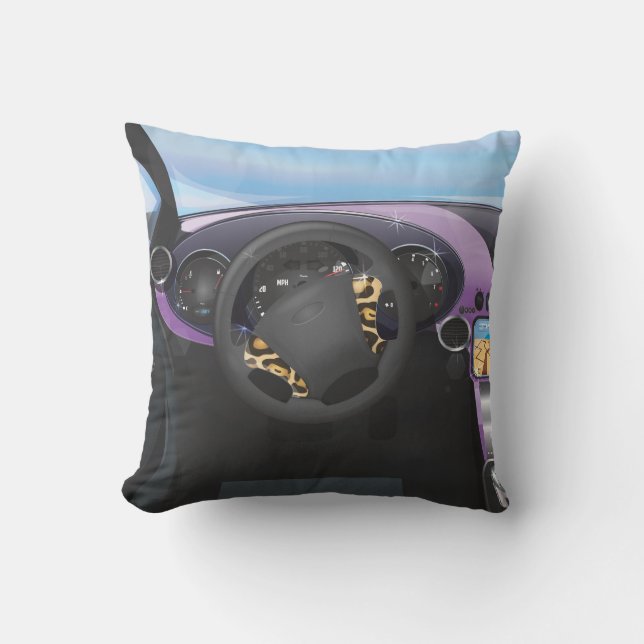 Sports Car Dashboard Throw Pillow (Front)