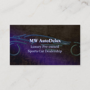 Sports Car Dealership, leather-look, stylized car Business Card