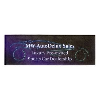 Sports Car Dealership, leather-look, stylized logo Name Tag