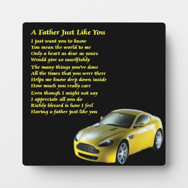 Sports Car Father Poem Plaque (Front)