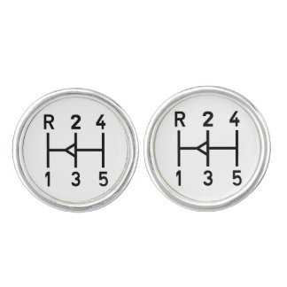 Sports car gear knob, transmission shift pattern cufflinks