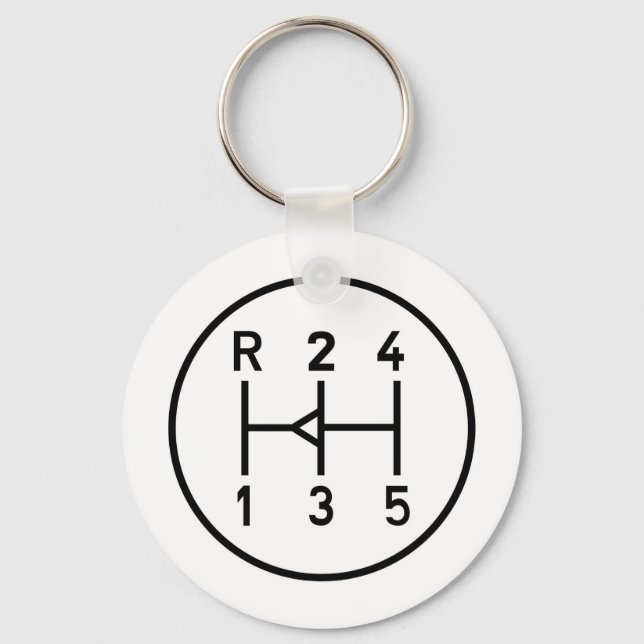 Sports car gear knob, transmission shift pattern keychain (Front)
