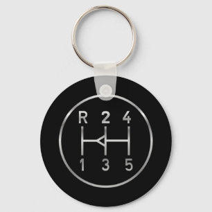 Sports car gear knob, transmission shift pattern keychain