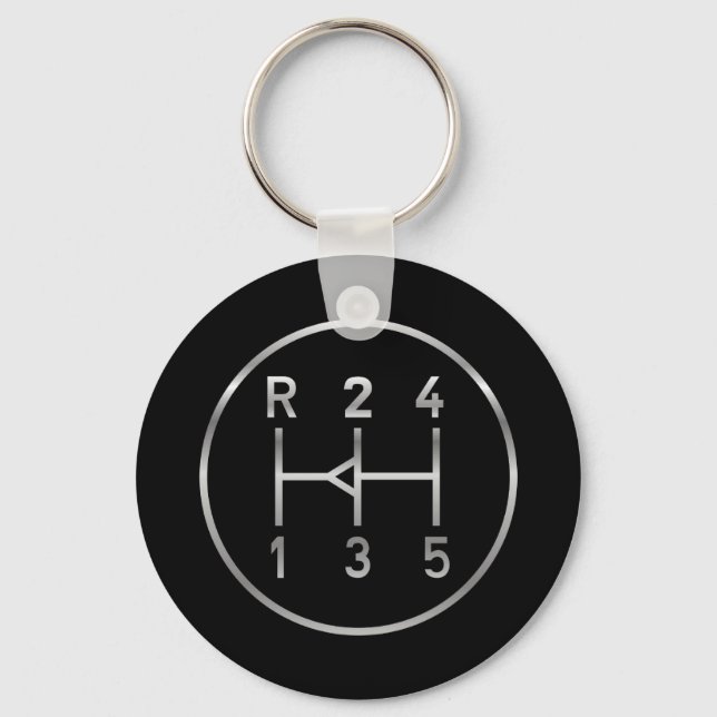 Sports car gear knob, transmission shift pattern keychain (Front)