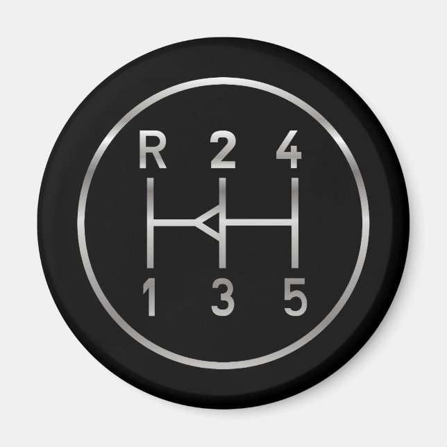Sports car gear knob, transmission shift pattern magnet (Front)
