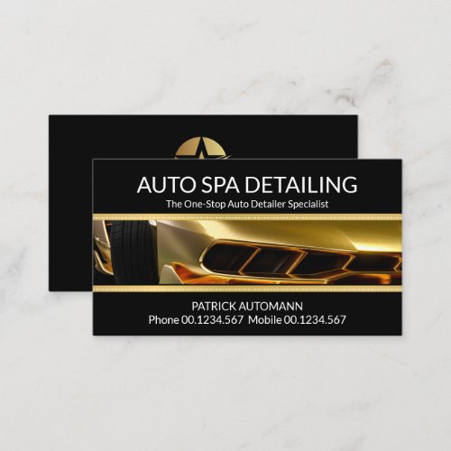 Sports Car Gold Lines Auto Detailing Professional Business Card